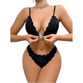 Women's 2 Piece Lingerie Sets Wireless Seamless Front Closure Bra and Panty Set