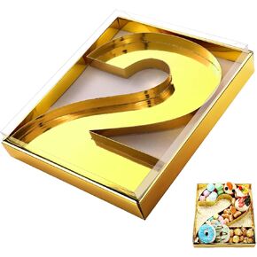 رقم 11.8 بوصة من الورق المقوى Charcuterie مع غطاء شفاف ورق قابل للتعبئة حرف Mache علبة حلوى كب كيك صندوق حاوية حلوى لعيد الميلاد والذكرى السنوية لعيد الهالوين وديكور عيد الميلاد (ذهبي، رقم 2) in Kuwait