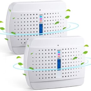 2 Pack Rechargeable Small Dehumidifier, Portable Mini Dehumidifiers for Bedroom, Bathroom, High efficiency Moisture Absorber for Closet, Bookcases
