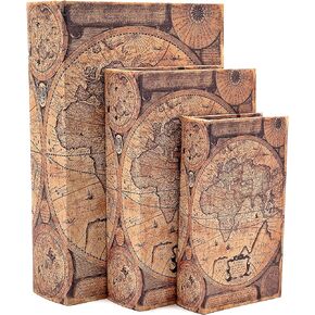 Bellaa Decorative Book Box Peacock Antique Book Invisible Box Set of 3 Keepsake Storage Memory Book Box High Ideal Gift for Wedding Memories Jewelry Trinket Hobby Cash Pill Polish Gifts