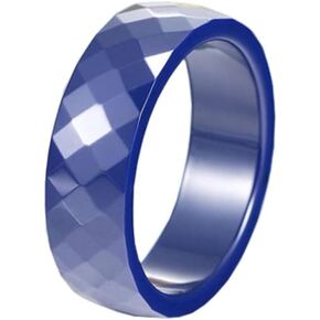 PAMTIER Unisex Ceramic Dainty 6mm Multi-Faceted Rhombic Cut Classic Plain Ring Comfort Fit Engagement Wedding Band