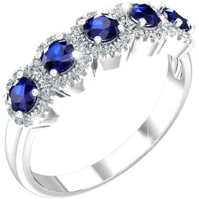Ring 925 Sterling Silver Rhodium Plated Cubic Zirconia Round Shape Cut 1.11 Carats Solitaire Colored Gemstone Prong Setting Engagement Wedding Bands for Women Fashion Accessory Jewelry