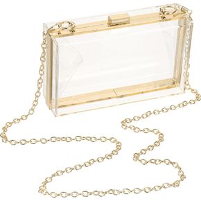 uxcell Women Acrylic Clear Clutch Purses Square Evening Handbag Crossbody Bag with Chain for Wedding Prom Party