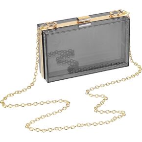 uxcell Women Acrylic Clear Clutch Purses Square Evening Handbag Crossbody Bag with Chain for Wedding Prom Party