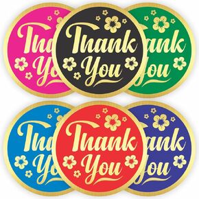 Thank You Stickers Seals Labels (Pack of 120) 2" Large Round Gold Foil Stamping for Cards Gift Envelopes Boxes - Multicolor