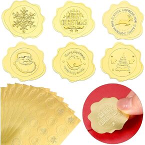Gersoniel 480 Christmas Embossed Envelope Seals Stickers Wax Foil Seal Stickers Envelopes Self-Adhesive Seal for Greeting Card Wedding Party Decor(Funny Style,Gold)