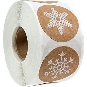 Snowflakes Christmas Stickers Snow Label 500 Pieces 1.5 inch Round Kraft Paper