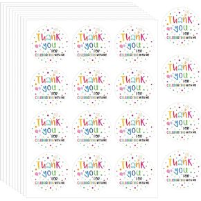 120pcs Thank You Sticker, 1.6 inch Round Adhesive Appreciation Label Gratitude Decal for Baby Wedding Bridal Shower Birthday Party Favor Envelope Seal Gift Packing (Thank You for Celebrating with Me)