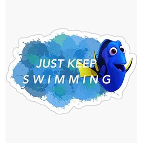 ملصق Just Keep Swimming - ملصق جرافيك - تلقائي، جدار، كمبيوتر محمول، خلية، ملصق شاحنة للنوافذ، السيارات، الشاحنات