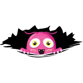 Bumper Stickers for Cars - Peeking Monster Funny Car Sticker 11x4.25 inches - Peel & Stick Waterproof Vinyl Decal - Made in The USA - Peekie (Cute Pink)