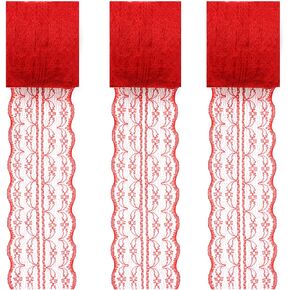 pson 3 Rolls 11 Yards Red Lace Ribbon, Floral Lace Ribbon, Lace Trim Fabric for Crafts, Sewing, Designing, Clothes, Wrapping