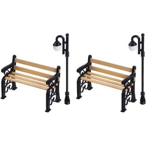 Balacoo Dollhouse Miniature Street Lights Bench Mini Street Lamps Post Lights Pathway Lantern Markers Dollhouse Streetlights Model for Christmas Micro Ladscape Decor 4pcs Black