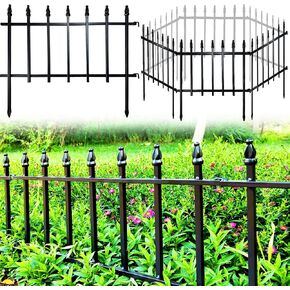 Metal Decorative Garden Fence 22" Wide x 18" High (5 Panels, Total Length 9.17 feet), Metal Border Folding Fence, Landscape Fencing for Flower Bed, Yard, Animal Barrier