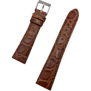 20mm Brown Genuine Leather Watchband | Round Alligator Crocodile Grained, Lightly Padded Replacement Watchstrap that brings New Life to Any Watch (Mens Standard Length)
