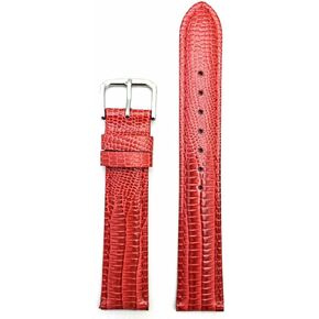 18mm Red Genuine Leather Watchband | Teju Lizard Grained, Lightly Padded Replacement Wrist Watchstrap that brings New Life to Any Watch (Mens Standard Length)