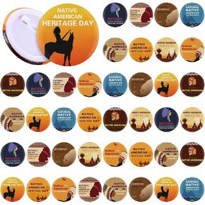 100 Pcs Native American Heritage Month Pins 1.5 Inch Native American Heritage Month Buttons Badges Pins Native American Heritage Month Party Supplies Decor for Jacket Backpack Bag