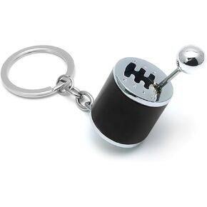 Gearbox Keychain, Six Speed Manual Transmission Stick Shift Keyring, Auto Part Creative Fidget Toy, Car Shifter Keyfob Automotive Key Chain Ring, Car Decoration Accessories (Black)