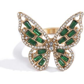Aimimier Cubic Zirconia Butterfly Ring Sparkling Crystal Bow-Knot Knuckle Ring Wedding Jewelry for Women