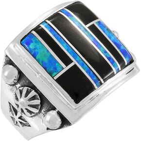 Turquoise Ring Sterling Silver 925 for Men Genuine Gemstones Size 9 to 13