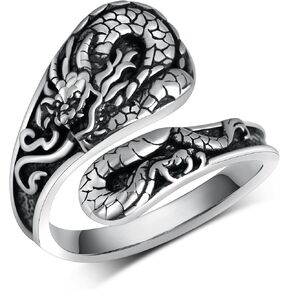 Chinese Dragon Spoon Rings 925 Sterling Silver Spoon Ring Vintage Thumb Ring Jewelry for Women Men