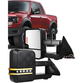 ECCPP Towing Mirrors Compatible With 1988-1998 For Chevrolet For C/K Pickup For Suburban With Left Right Side With Power Heated Turn Signal Light Clearance light Back up lamp Black Texture