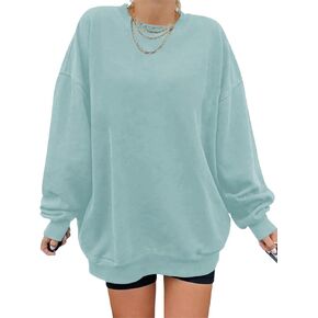 GEMLON Womens Oversized Long Sleeve Sweatshirts Pure Color Crewneck Sweatshirt Casual Pullover Shirt