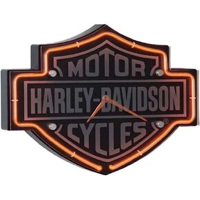 Harley-Davidson® Etched Bar & Shield Shaped Neon Clock