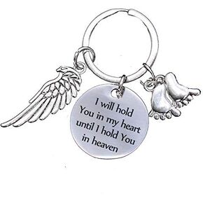 Hibetek Angel Wing Memorial Keychain I Will Be In Your Heart Keychain Heaven Keyring