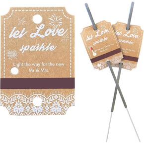 100PCS Kraft Paper White Lace Wedding Sparkler Tags，Built-in Match Striker Send Off Exit Tags for Anniversary Parties Graduation Birthday Engagement Event