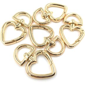 12 Pcs 3/4 Inch Outside Width Zinc Alloy Heart Shape Swivel Buckles Trigger Spring Keyring Buckle, Clasps Hooks Keychain Ring Buckles Shinning Swivel Snap Fashion Clips (Gold)