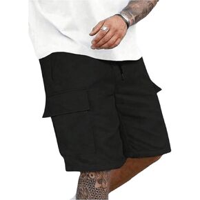 SOLY HUX Men's Cargo Shorts Drawstring Elastic Waist Summer Casual Shorts with Pockets