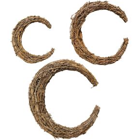 GALPADA 3pcs Grapevine Wreath Rings Moon Shape Rattan Vine Branch Wreath Grapevine Garland Decoration for DIY Craft Easter Wedding Party Decors