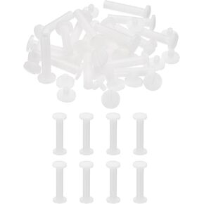 PATIKIL 7mm Chicago Screws, 20 Sets Plastic Chicago Screws Slotted Head Binding Post 5.5mm OD Screw Bolts Leather Rivets Fasteners Connectors White for Leather Belt Scrapbook Photo Albums