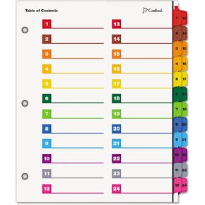 Cardinal 60990 OneStep Printable Table of Contents/Dividers, 52-Tab, 11 x 8 1/2, Multicolor