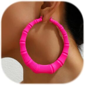 Bamboo Earrings for Women Gold Bamboo Hoop Earrings 90s Large Gold Hoop Earrings Trendy Black Rose Red Gold Bamboo Earrings Hip Hop Jewelry Gifts for Women