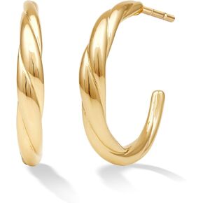 14K Gold or Platinum Plated Twisted Huggie Hoops for Women