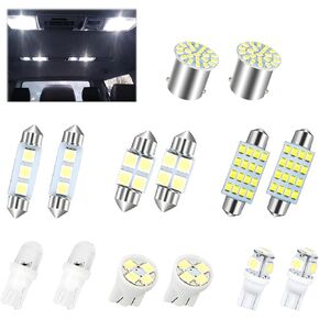 14 قطعة من مصابيح LED الداخلية للسيارة، مجموعة مصابيح LED داخلية على شكل قبة للسيارة، DE3175 T10 31 مم 41 مم 194 لمبات LED، لقبة الخريطة الداخلية/صندوق السيارة/أضواء الترخيص/علامة جانبية للباب/مصباح عرض الشاحنات، أبيض