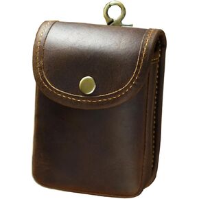 Holster Pouch, Leather Double Deck Playing Card Case Fits Poker and Bridge Size Cards, Durable Leather EDC Waist Bag for Coins, Car Keys, Headphones