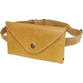 Waist Pouch Handmade from Suede Leather - Fanny Pack, Purse, Phone Holder Cable Case, Easy Travel for Digital Nomads :: Old Tobacco