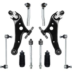 12 PCS Front Lower Suspension Kit Control Arm Ball Joint Sway Bar Stabilizer Link Outer & Inner Tie Rod Bellows Replacement For 2008-2019 Toyota Highlander Venza and Lexus RX350 RX450H