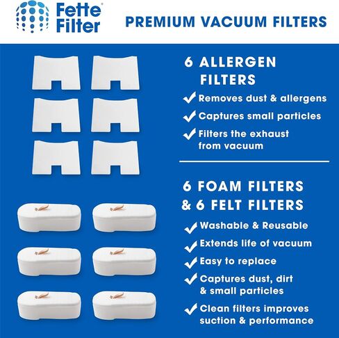 Fette Filter - 4 Pack Filter Kit Compatible with Shark Vertex & UltraLight Vacuum HZ2000, HZ2002, HZ251, HH200, HH202, HZ602 Part # XPMFHZ2000 & XFFKHZ2000 in Kuwait