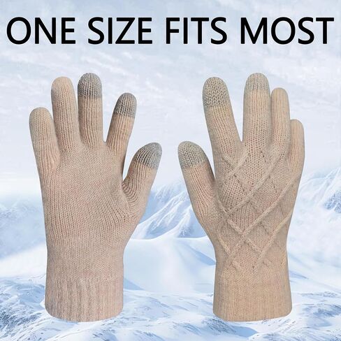 Women/Men Thick Warm Touchscreen Glove, Wool Knit Fleece Lined Touch Screen Hand Glove For Winter Cold Weather W-G-G1 in Kuwait