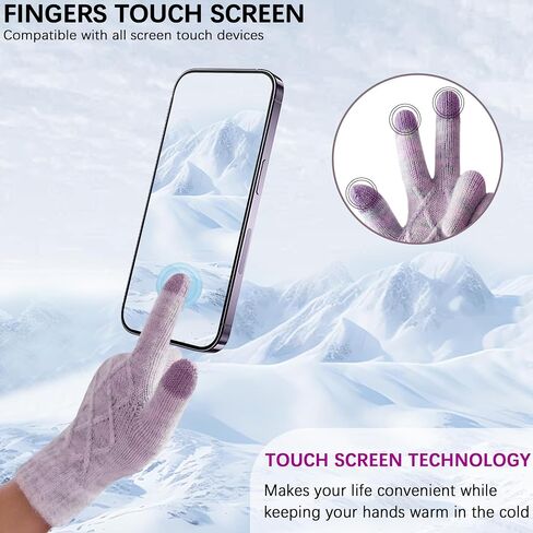 Women/Men Thick Warm Touchscreen Glove, Wool Knit Fleece Lined Touch Screen Hand Glove For Winter Cold Weather W-G-G1 in Kuwait