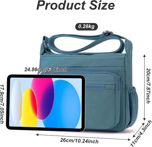 LassZone Women's Shoulder Bags Multi-Pocket Casual Crossbody Bag Handbags Waterproof Nylon Messenger Travel Bags Ladies Tote in Kuwait