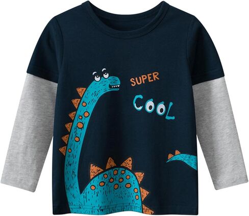 Toddler Boys Long Sleeve Shirts Dinosaur Shirts for Boys Toddler Boy Fall Raglan Cotton Sweatshirt Tee Shirt for 1-6 Years in Kuwait