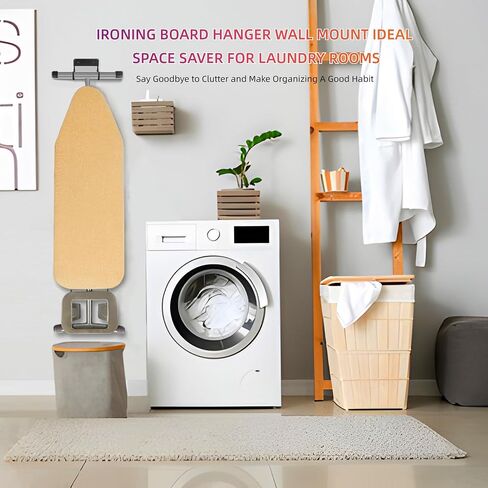 BiJun Ironing Board Wall Mount, Ironing Board Hanger, Ironing Board Holder, Iron Board Hook Wall Mount, for Laundry Rooms in Kuwait