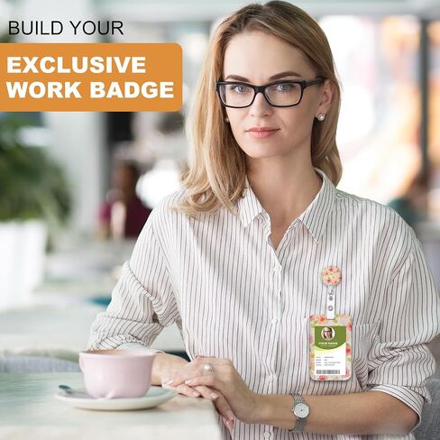 3Pcs Heavy Duty Badge Holder with Retractable Reel, Flower ID Badge Holder with Clip Badge Reels Retractable Heavy Duty,ID Holder for School Nurse Office 2 in Saudi Arabia