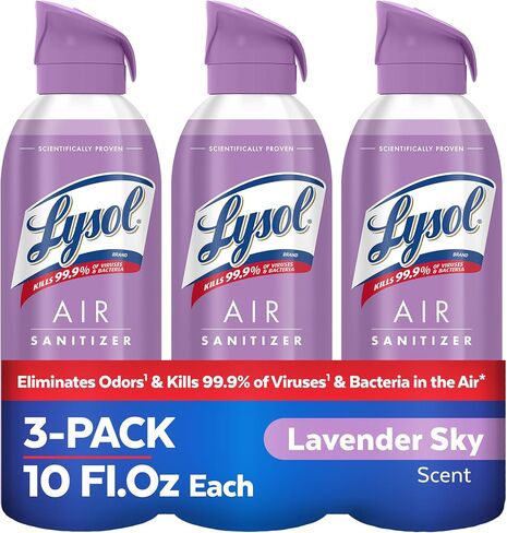 Lysol Air Sanitizer Spray, For Air Sanitization and Odor Elimination, Lavender Sky Scent, 10 Fl. Oz (Pack of 3) in Saudi Arabia