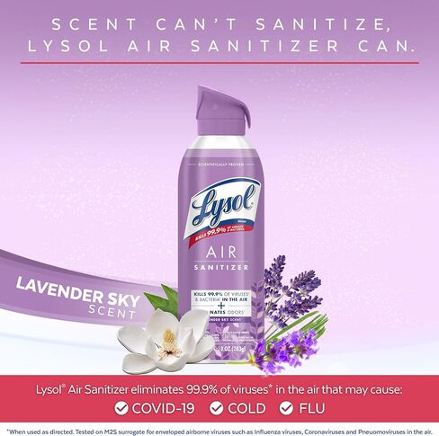 Lysol Air Sanitizer Spray, For Air Sanitization and Odor Elimination, Lavender Sky Scent, 10 Fl. Oz (Pack of 3) in Saudi Arabia