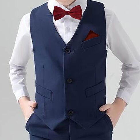 Bow Tie and Pocket Square for Boys Kids Pre Tied Adjustable Bowtie Handkerchief Set for Party Wedding Formal Dress in Saudi Arabia